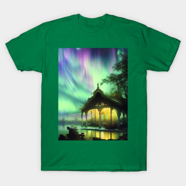 House at the Lake in the Galaxy T-Shirt by ArtStudioMoesker